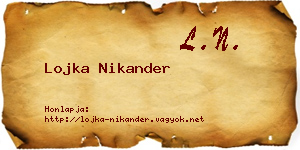 Lojka Nikander névjegykártya
